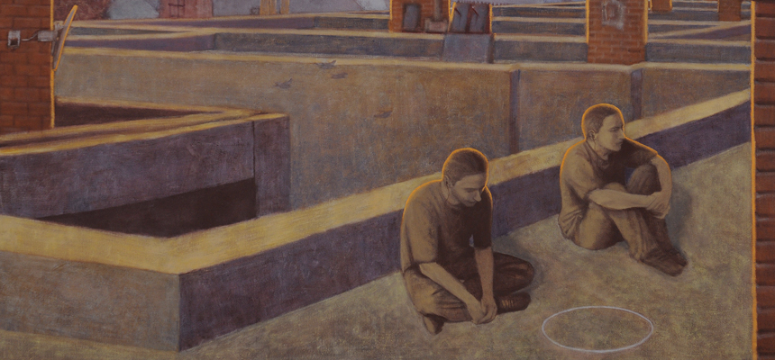 <b>JAKATICS-SZABÓ Veronika | Háztetők II. (2009) | 100×150 cm, olaj, vászon | AMA BOOK I. | részlet</b>